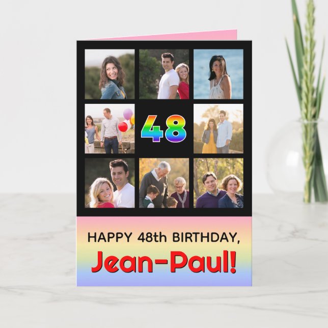 Carte 48e anniversaire : Arc en ciel amusant #, photos p (Devant)