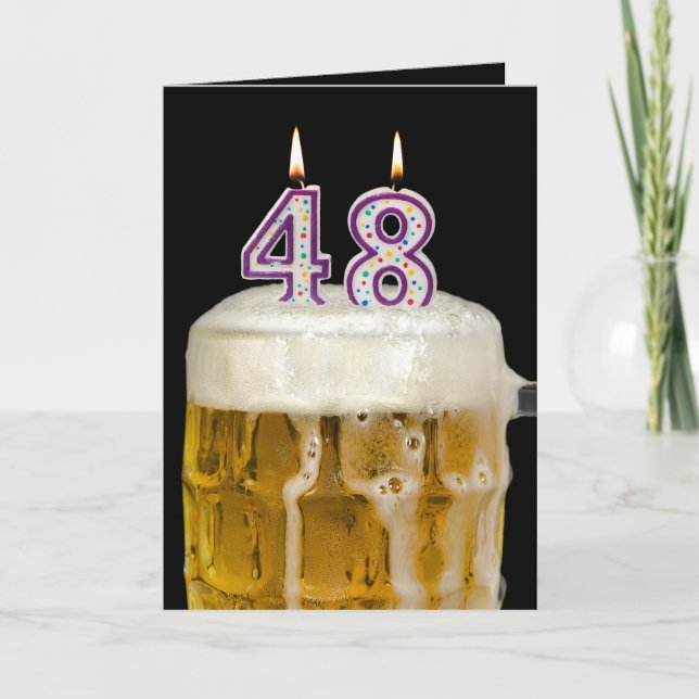 Carte 48e anniversaire Bière en noir (Devant)