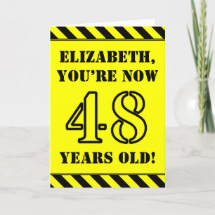 Carte 48e Anniversaire : Texte de style pochoir amusant,