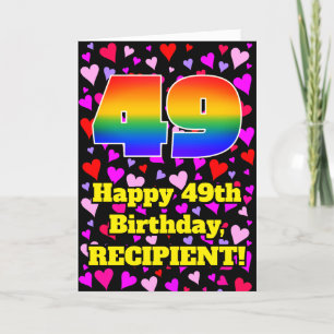 Carte 49e anniversaire : Amour Hearts Motif, Arc en ciel