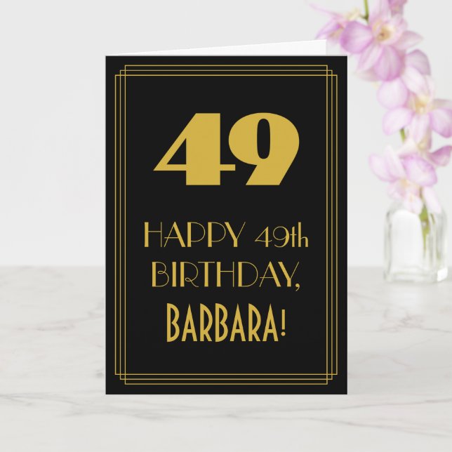 Carte 49e anniversaire ~ Art Déco Inspiré Look "49" & No (Orchidée)