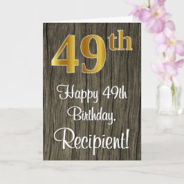 Carte 49e anniversaire : Elégant Faux Gold Look #, Faux 