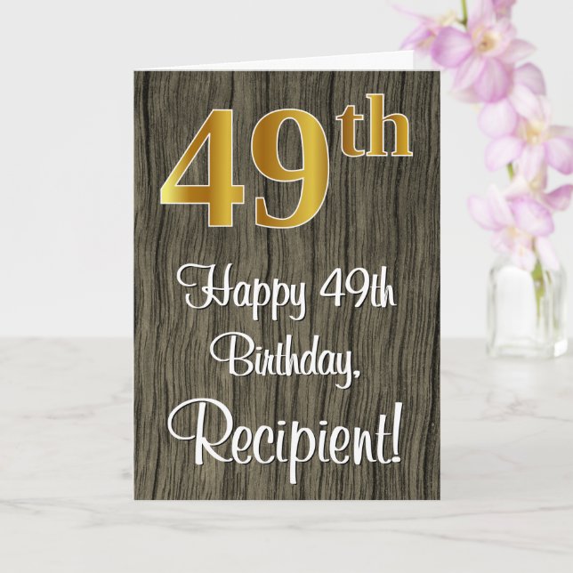 Carte 49e anniversaire : Elégant Faux Gold Look #, Faux  (Orchidée)