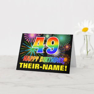 Carte 49e anniversaire : Gras, Amusants, Feu d'artifice,