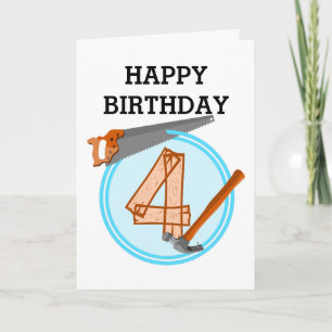 Carte 4 ans Anniversaire thème Constructeur de fête