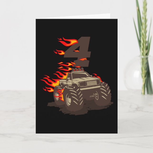 Carte 4 CAMION DE MONSTRE DE L'ANNIVERSAIRE 4E Camion-en (Devant)