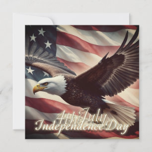 Carte 4 juillet aigle avec drapeau américain