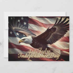 Carte 4 juillet Aigle avec drapeau américain