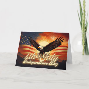 Carte 4 juillet - Aigle majestueux et feux d'artifice 🦅