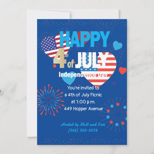Carte 4 juillet American USA Firework Patriotique Person (Devant)