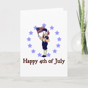 Carte 4 juillet art vintage heureux