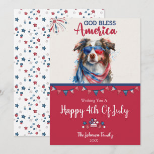 Carte 4 juillet berger australienne-chien patrioti