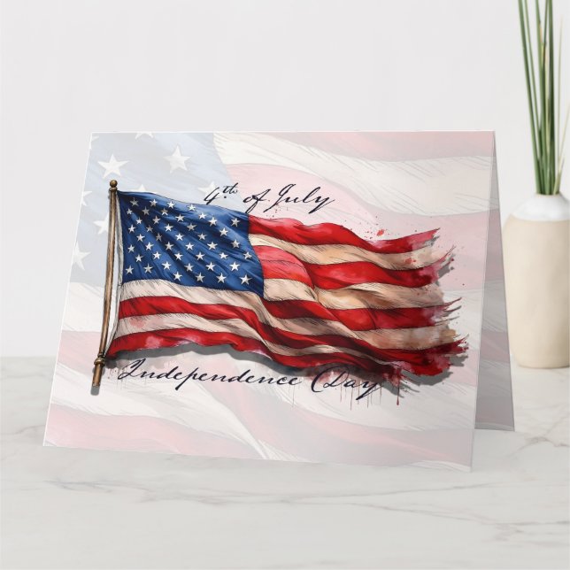 Carte 4 juillet – Célébrez avec le drapeau américain (Devant)