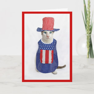 Carte 4 juillet chat siamois patriotique