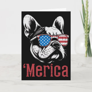 Carte 4 juillet chien bouledogue français Merica patriot