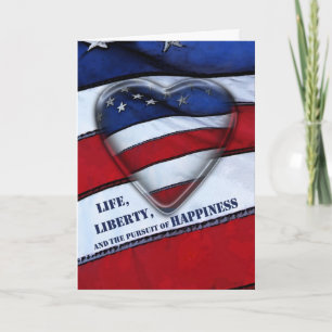 Carte 4 juillet Coeur patriotique drapeau américain