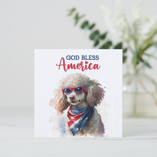Carte 4 juillet de caniche patriotique (Debout devant)