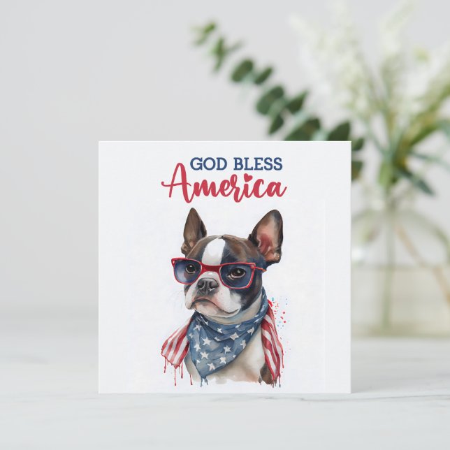Carte 4 juillet de chien patriotique de Boston Ter (Debout devant)
