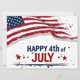 Carte 4 juillet - Drapeau américain artistique éclabouss