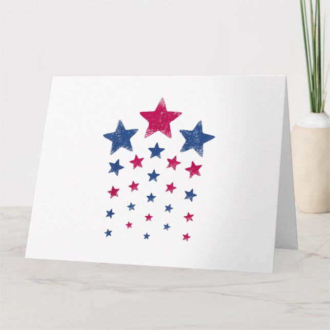 Carte 4 juillet Femmes Hommes Enfants Cute USA Étoile pa (Devant)