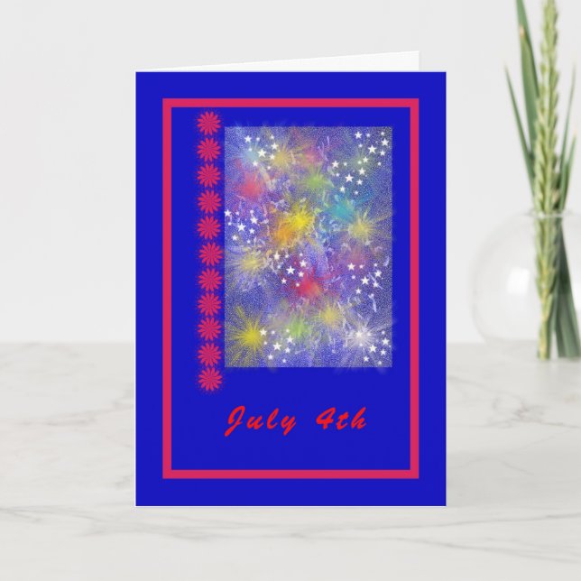 Carte 4 juillet, fête de l'Indépendance avec feux d'arti (Devant)