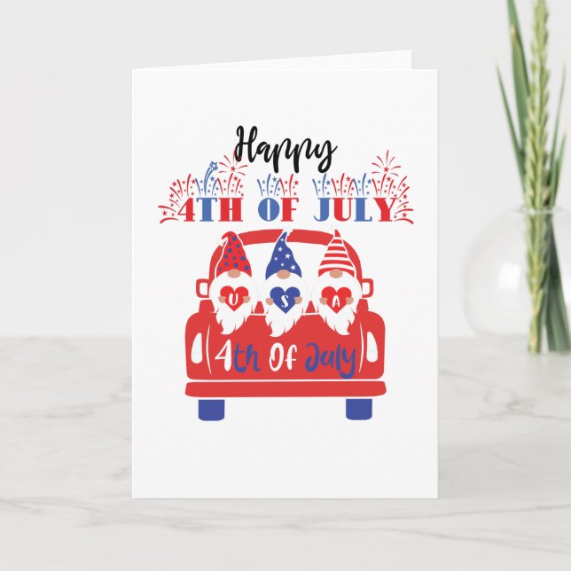 Carte 4 juillet Fête de l'Indépendance USA Gnomies Gnome (Devant)