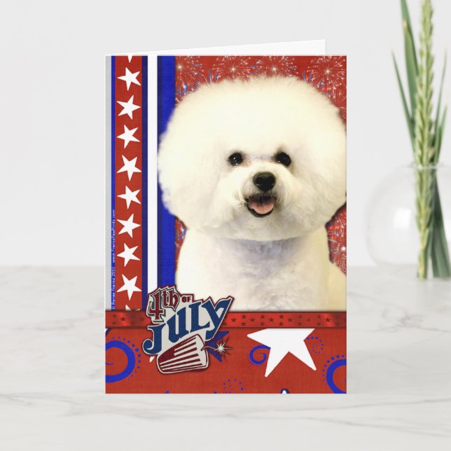 Carte 4 juillet Firecracker - Bichon Frise (Devant)