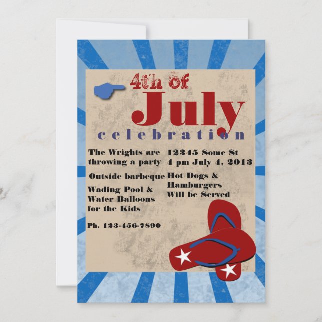 Carte 4 juillet Jour indépendant Barbeque (Devant)