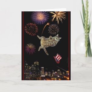 Carte 4 juillet Kitty et Fireworks