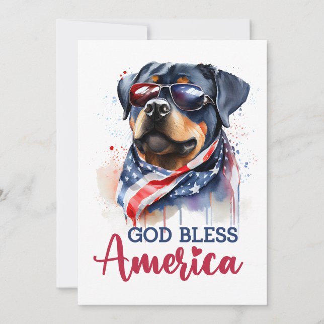 Carte 4 juillet Patriotic Dog-Rottweiler (Devant)