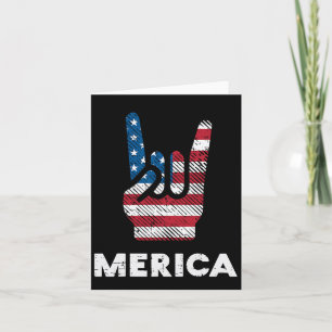 Carte 4 juillet Rock Hand Merica Drapeau Amérique Rocker