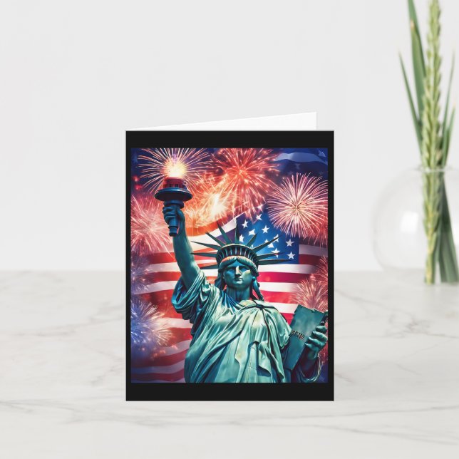 Carte 4 juillet Statut Patriotique De Liberté Drapeau Am (Devant)
