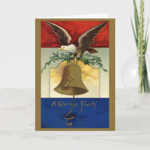 Carte 4 juillet vintage avec Eagle et Liberty Bell