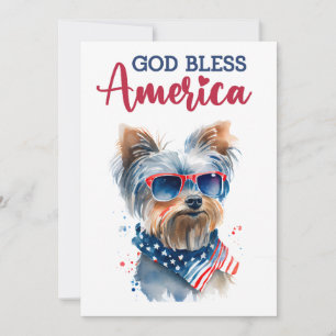 Carte 4 juillet Yorkie Patriotique