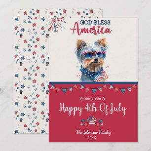Carte 4 juillet Yorkie Patriotique
