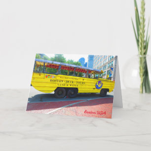 Carte 4 pages imprimées Anniversaire Bus Duck Tour Rose 