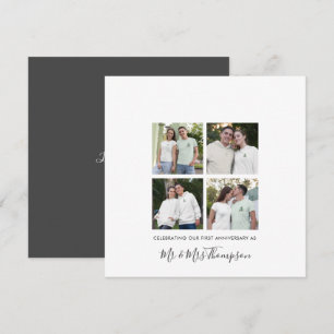 Carte 4 photo collage Premier anniversaire Custom Grey