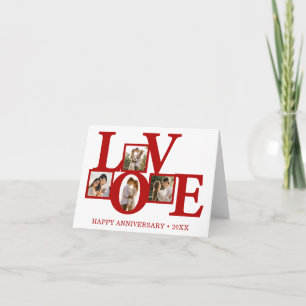 Carte 4 Photo Collage Red Love Happy Anniversaire