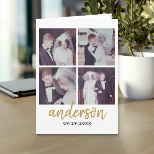 Carte 4 Photo Mariage Collage Nom manuscrit