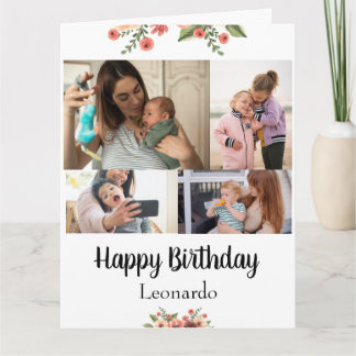 Carte 4 Photos Costumiser Script personnalisé Anniversai