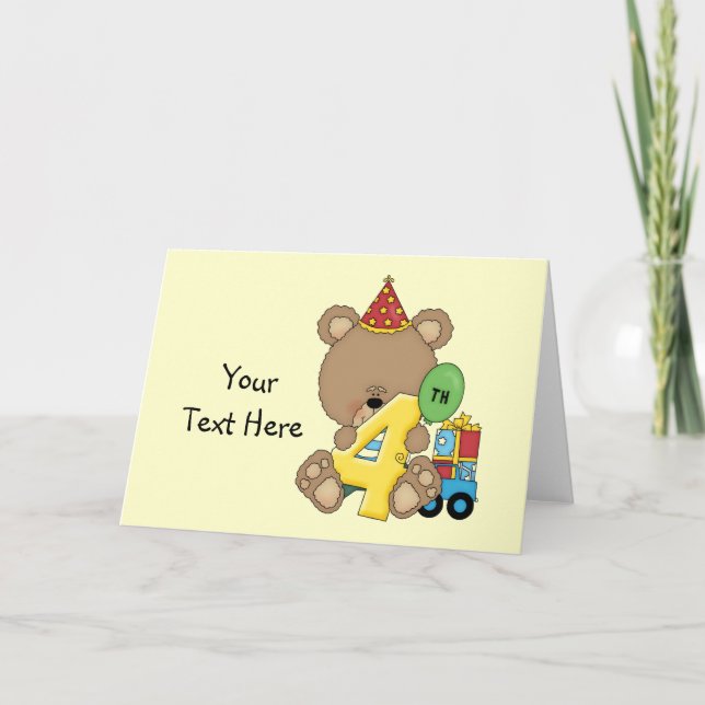 Carte 4e anniversaire Bear Boy (personnalisable) (Devant)