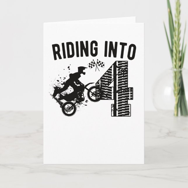 Carte 4e anniversaire Cadeau Dirt Vélo 4 ans Motocross (Devant)