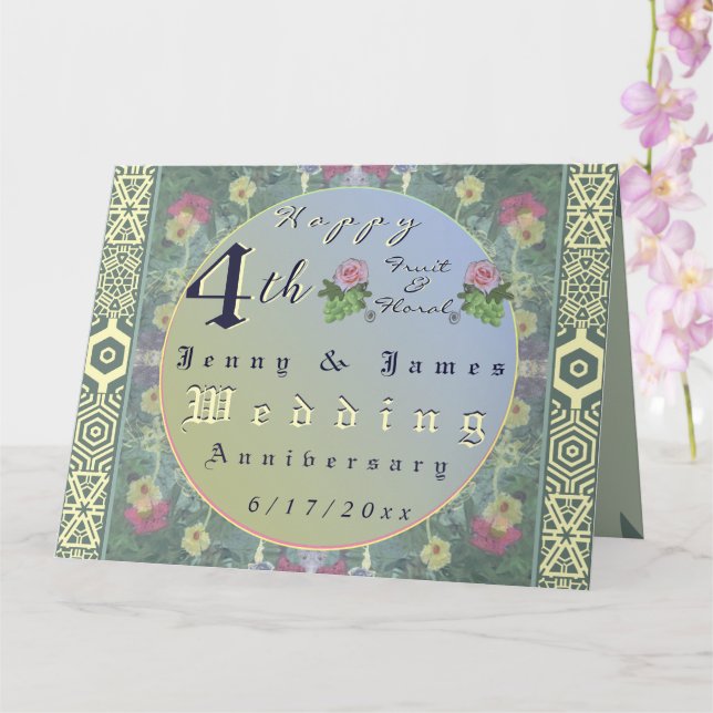Carte 4e anniversaire de mariage Fruit & Fleurs (Orchidée)