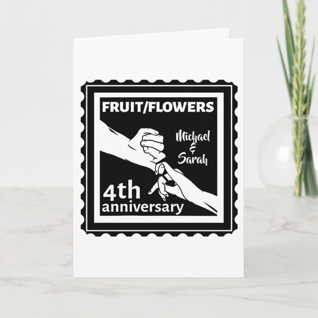 Carte 4e anniversaire de mariage tenant la main romantiq (Devant)