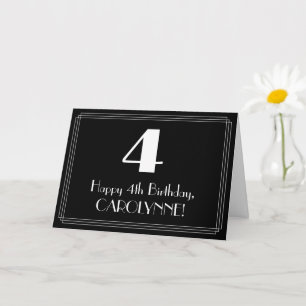 Carte 4e Anniversaire ~ Décoration inspirée d'Art Déco "