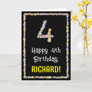 Carte 4e anniversaire : Floral Flowers Numéro, Nom perso