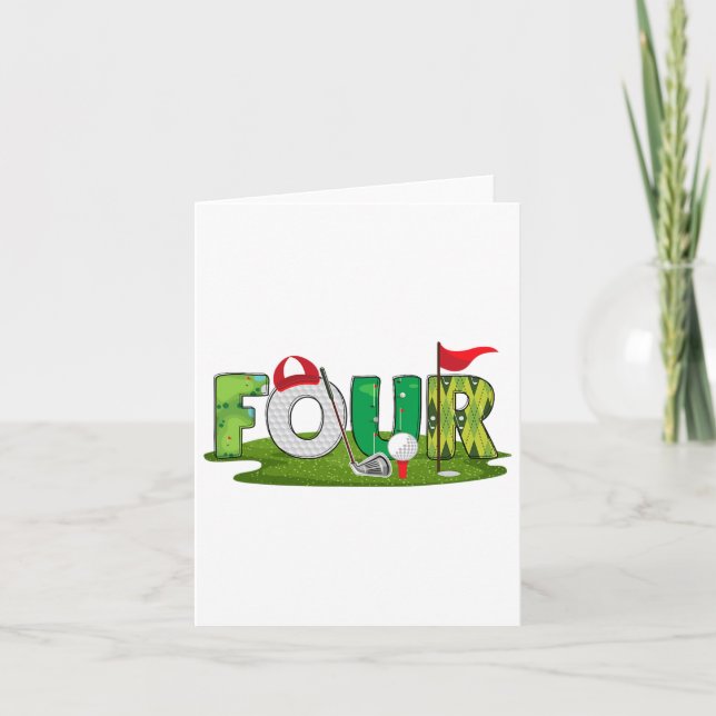 Carte 4e anniversaire Golf Thème 4 ans Enfants Sport Par (Devant)
