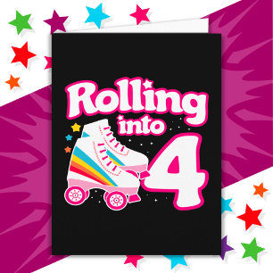 Carte 4e anniversaire Roller Skate 4 ans
