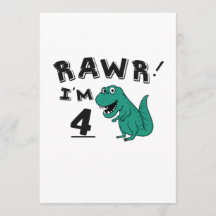 Carte 4ème Cadeau de dinosaure d'anniversaire pour les