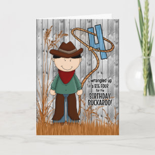 Carte 4th Birthday for a Little Cowboy Western Themed
